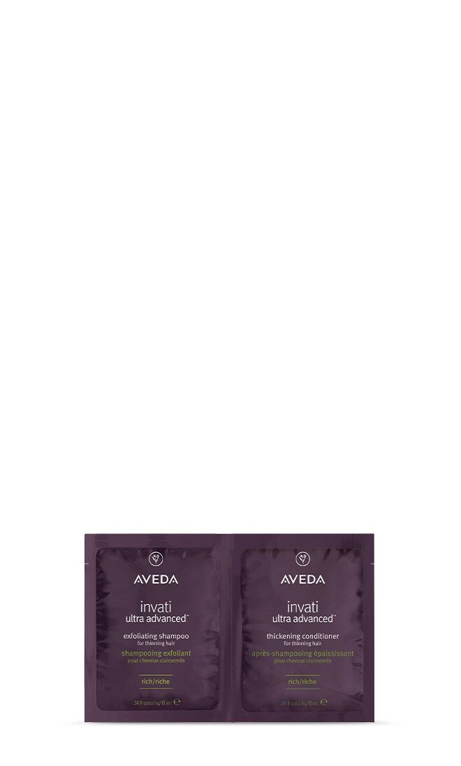 free sample of invati ultra advanced™ shampoo and conditioner rich, .34 fl oz/10 ml packettes